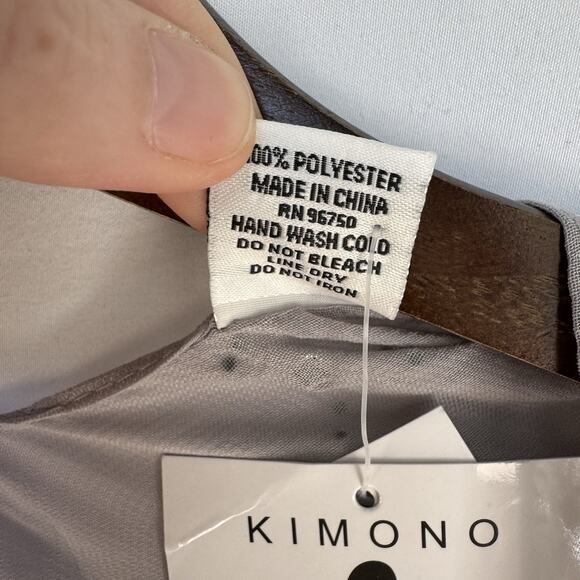 Jessica McClintock Women’s OS Sheer Kimono Cover Up Gray Rhinestone Studded NWT - Picture 5 of 6